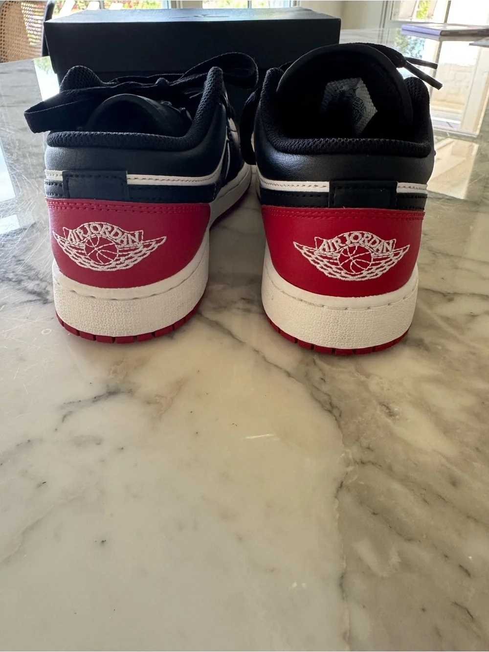 Nike Air Jordan 1 Low Bred Toe Black Red Retro Shoes Men's Size 4.5Y